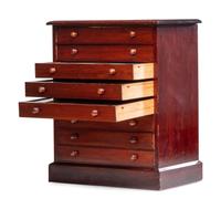 An Eight-Drawer Mahogany Lepidopterological Specimen Cabinet