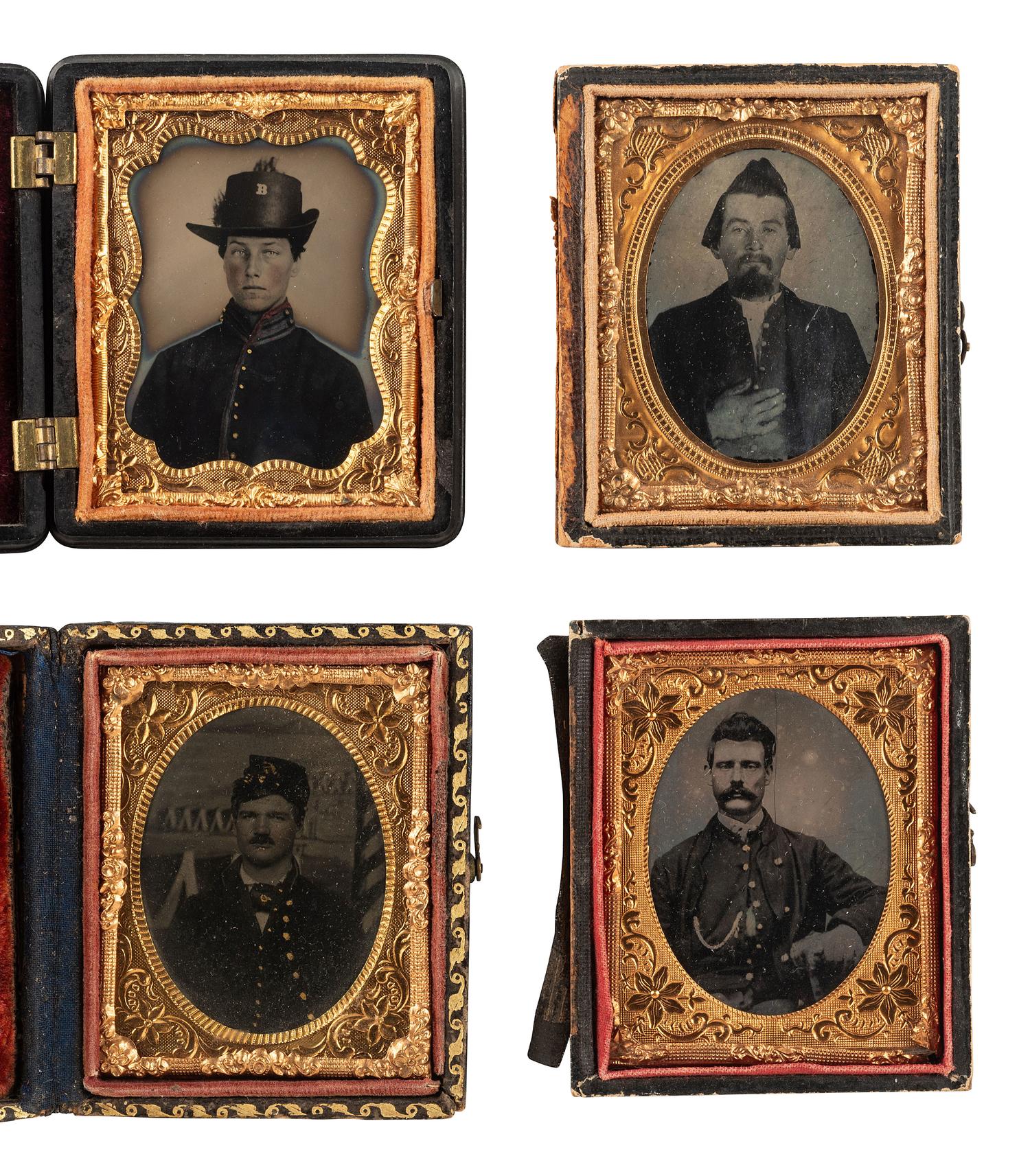 [CIVIL WAR]. 5 cased images of soldiers, incl. a 21st infantry second lieutenant.