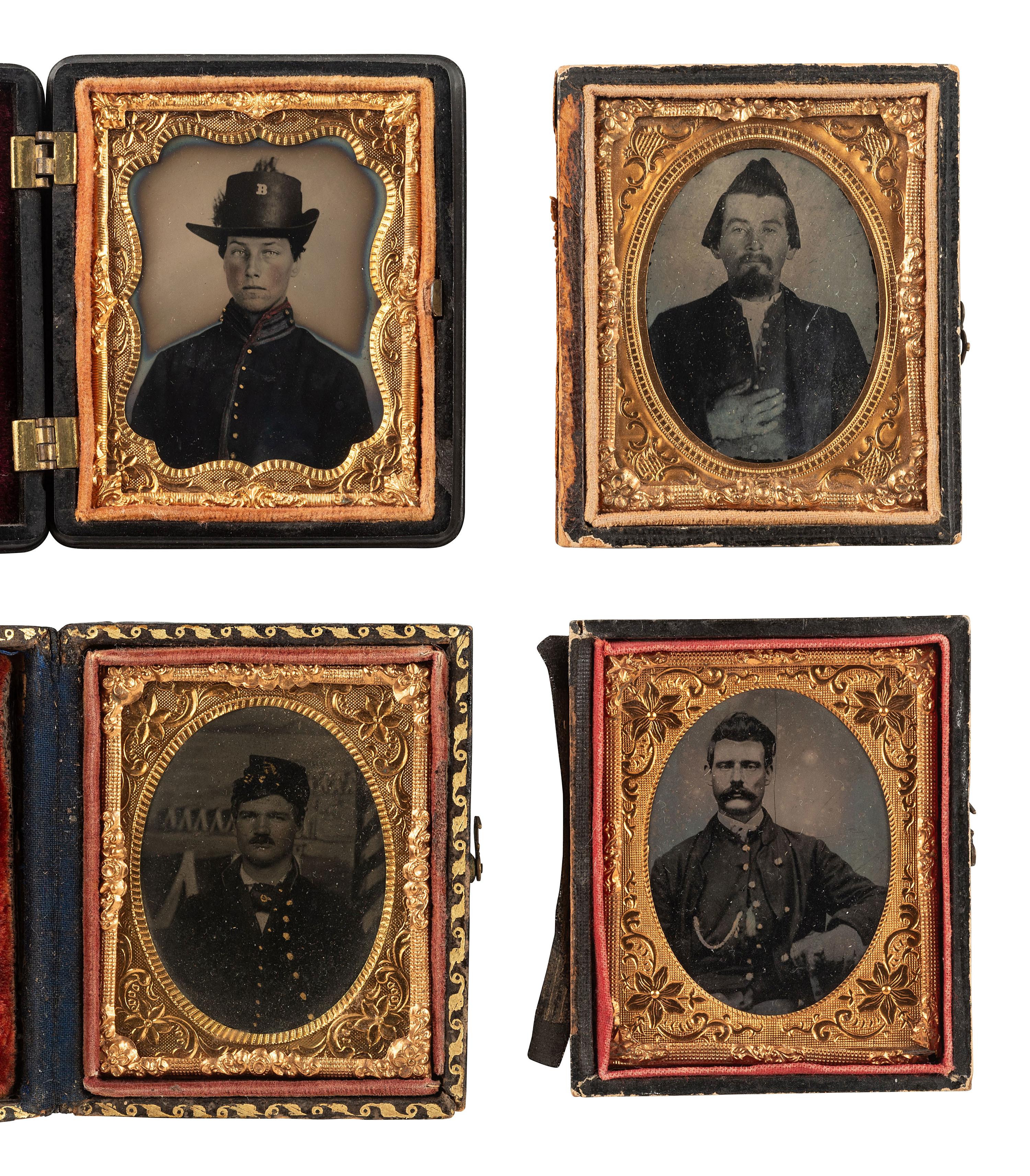 [CIVIL WAR]. 5 cased images of soldiers, incl. a 21st infantry second lieutenant.