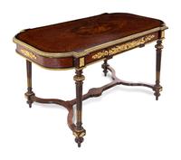 A Napoleon III Gilt Bronze Mounted Marquetry Parlor Table