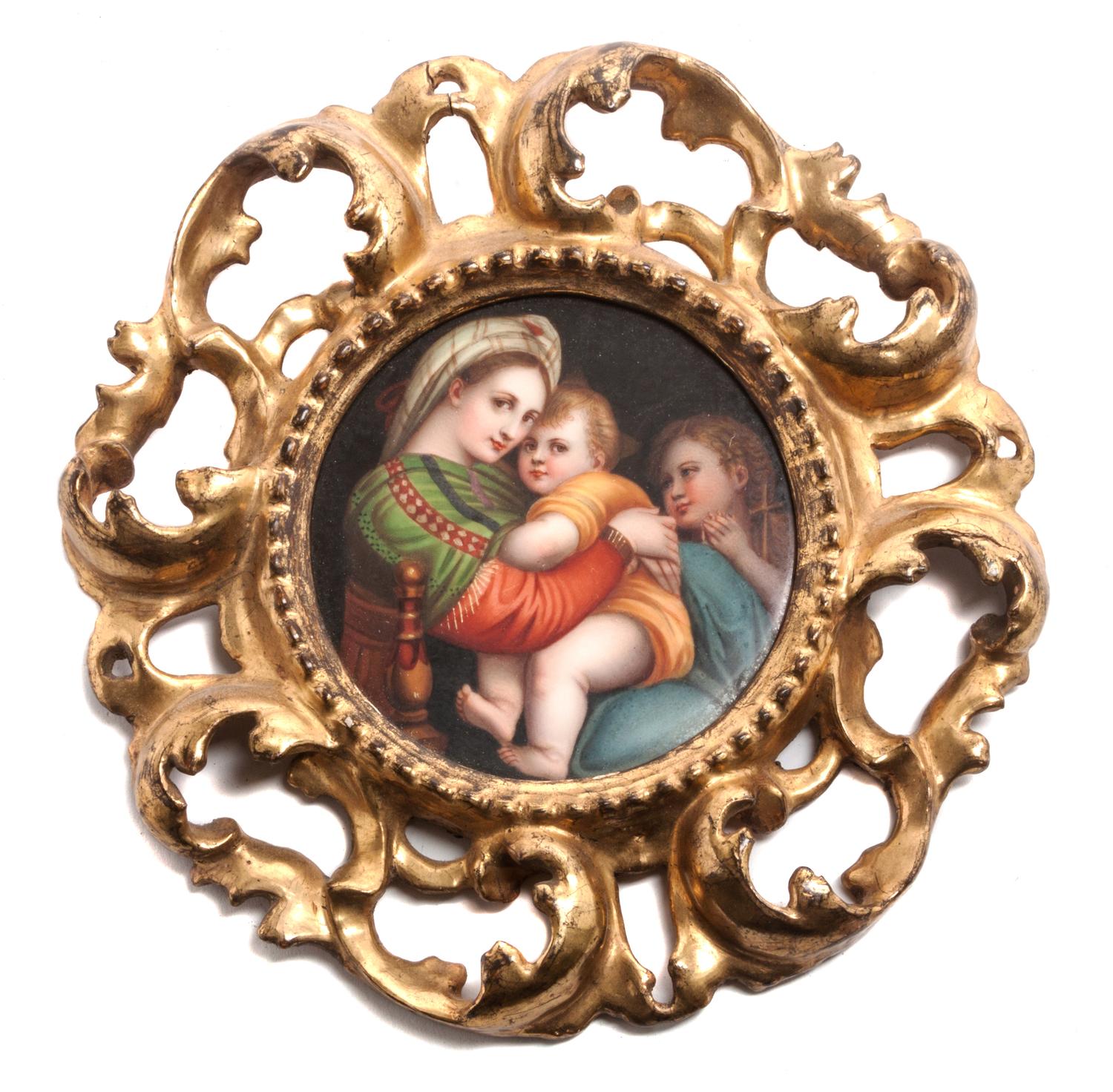 A Continental Porcelain Plaque Diameter 4 1/2 inches.