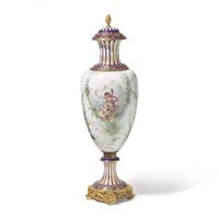 A Large Sévres White-Ground Porcelain and Gilt Bronze Mounted Urn