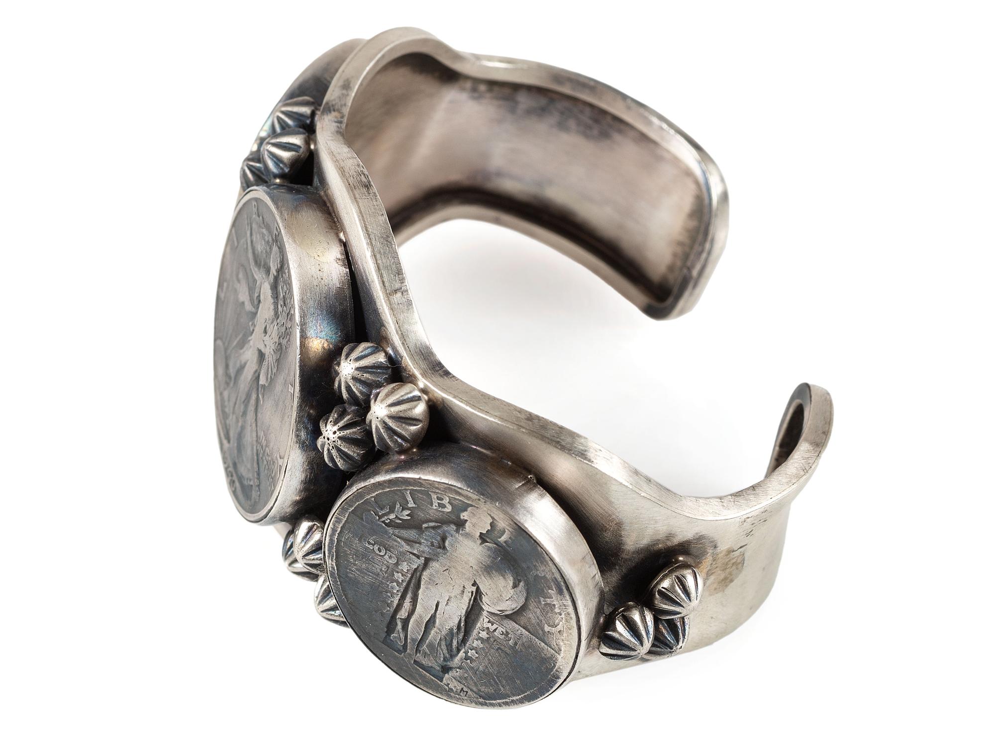 Sterling Silver and Silver Dollar Cuff Bracelet