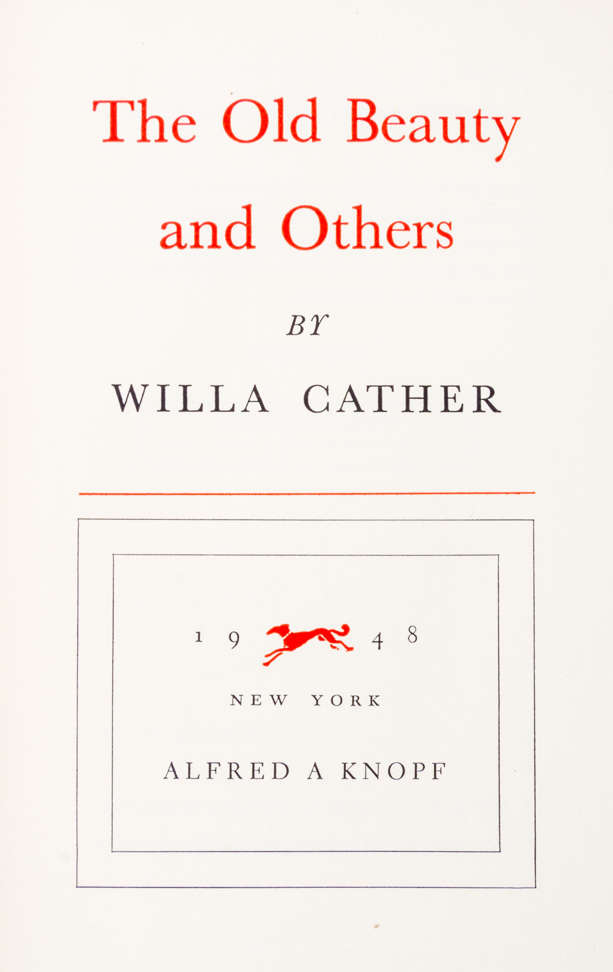 CATHER, WILLA . Two first editions. New York, 1940 and 1948.