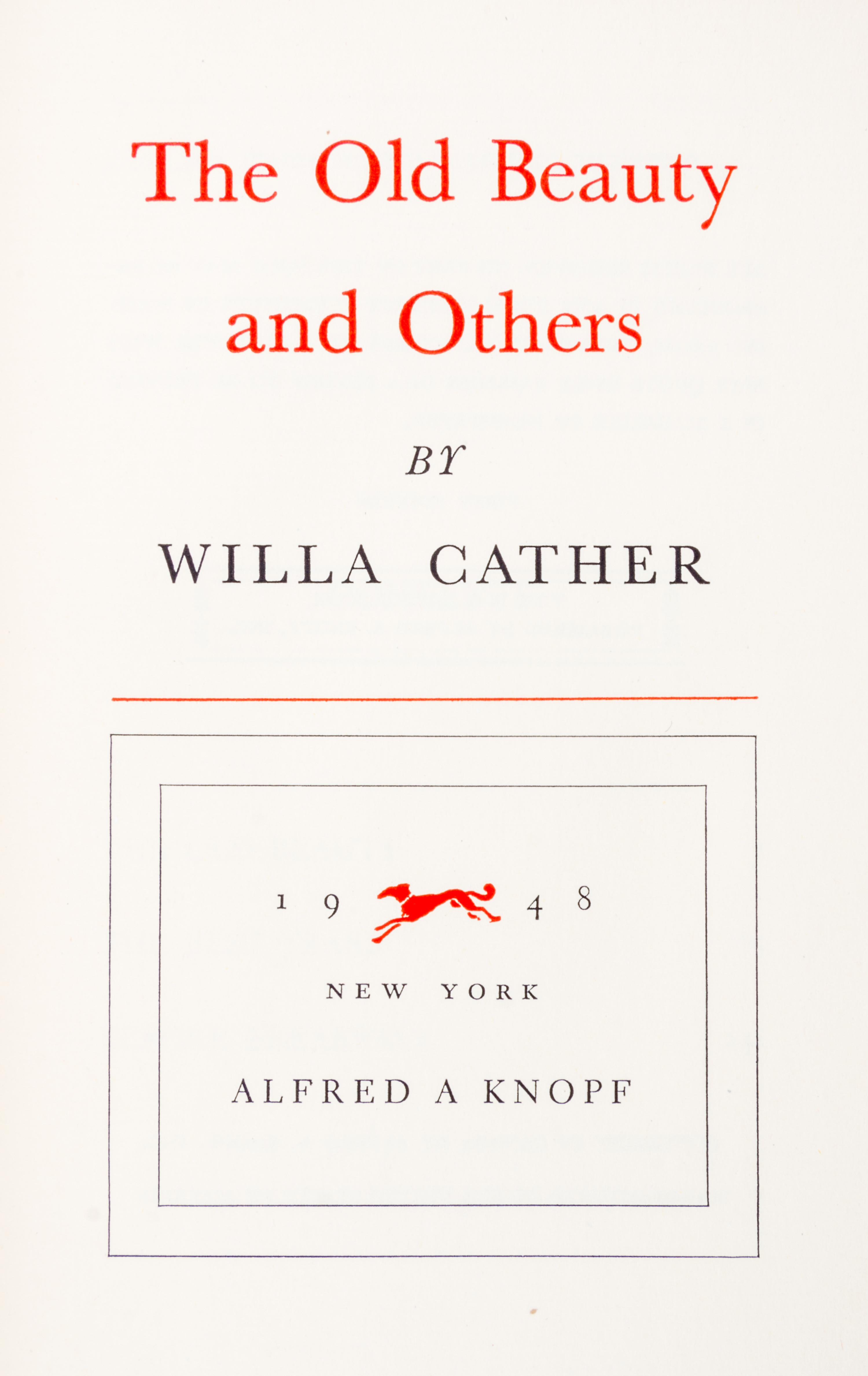 CATHER, WILLA . Two first editions. New York, 1940 and 1948.