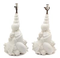 A Pair of Shell-Form Table Lamps Height 23 inches. — 20TH CENTURY