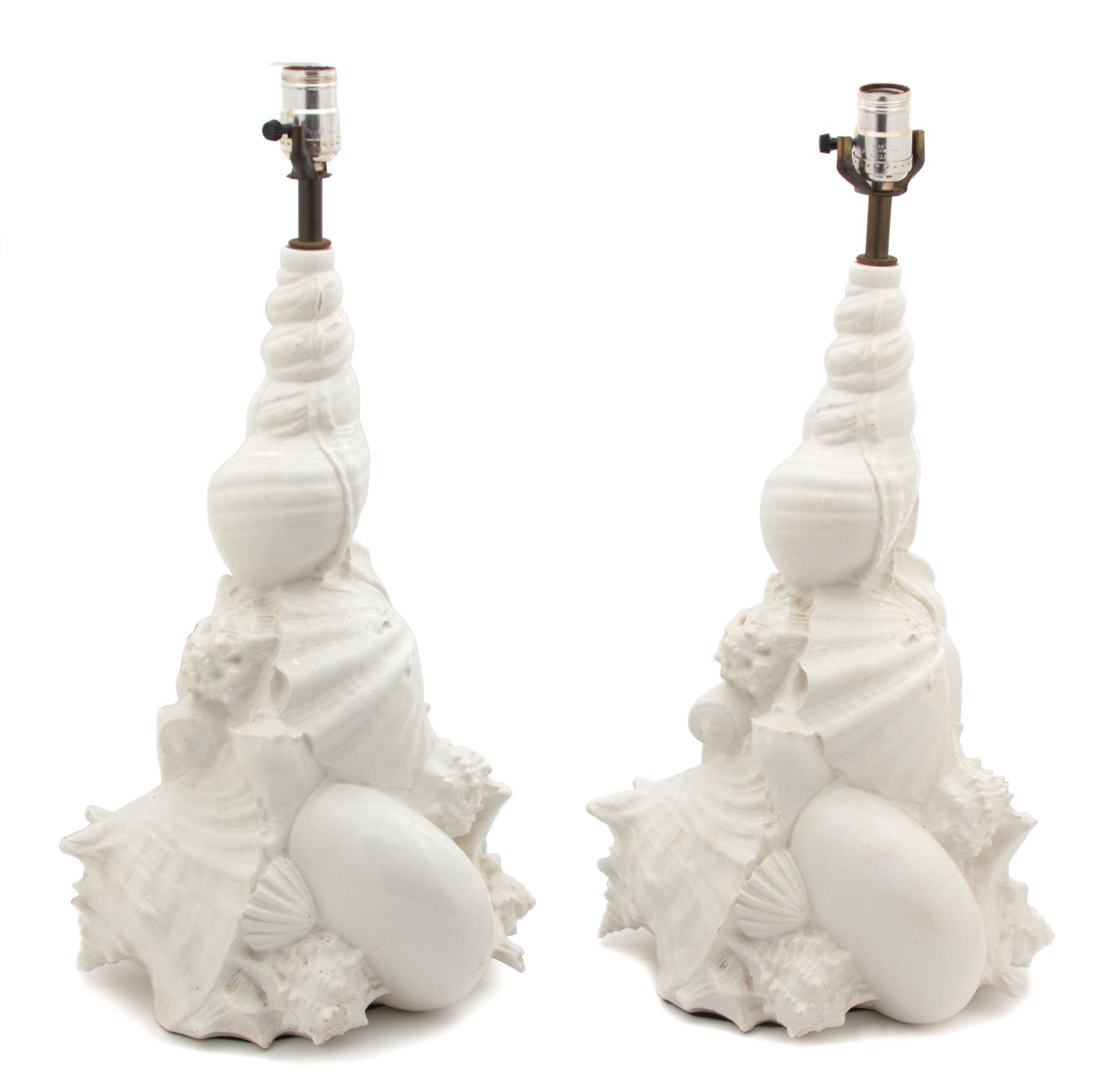 A Pair of Shell-Form Table Lamps Height 23 inches. — 20TH CENTURY