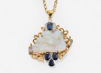 An Opal, Sapphire, and Diamond Necklace