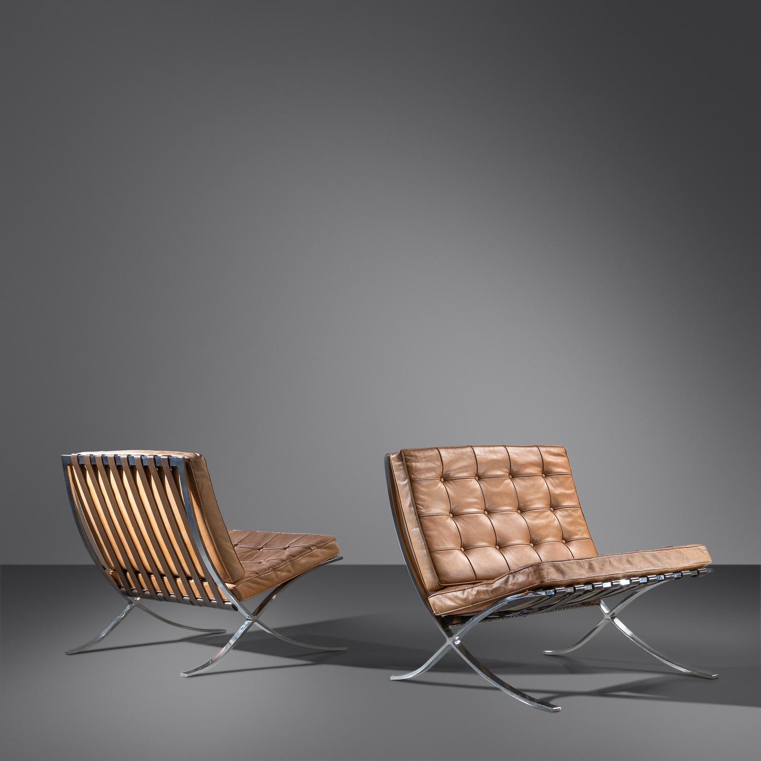 Pair of Barcelona Lounge Chairs Knoll International, USA