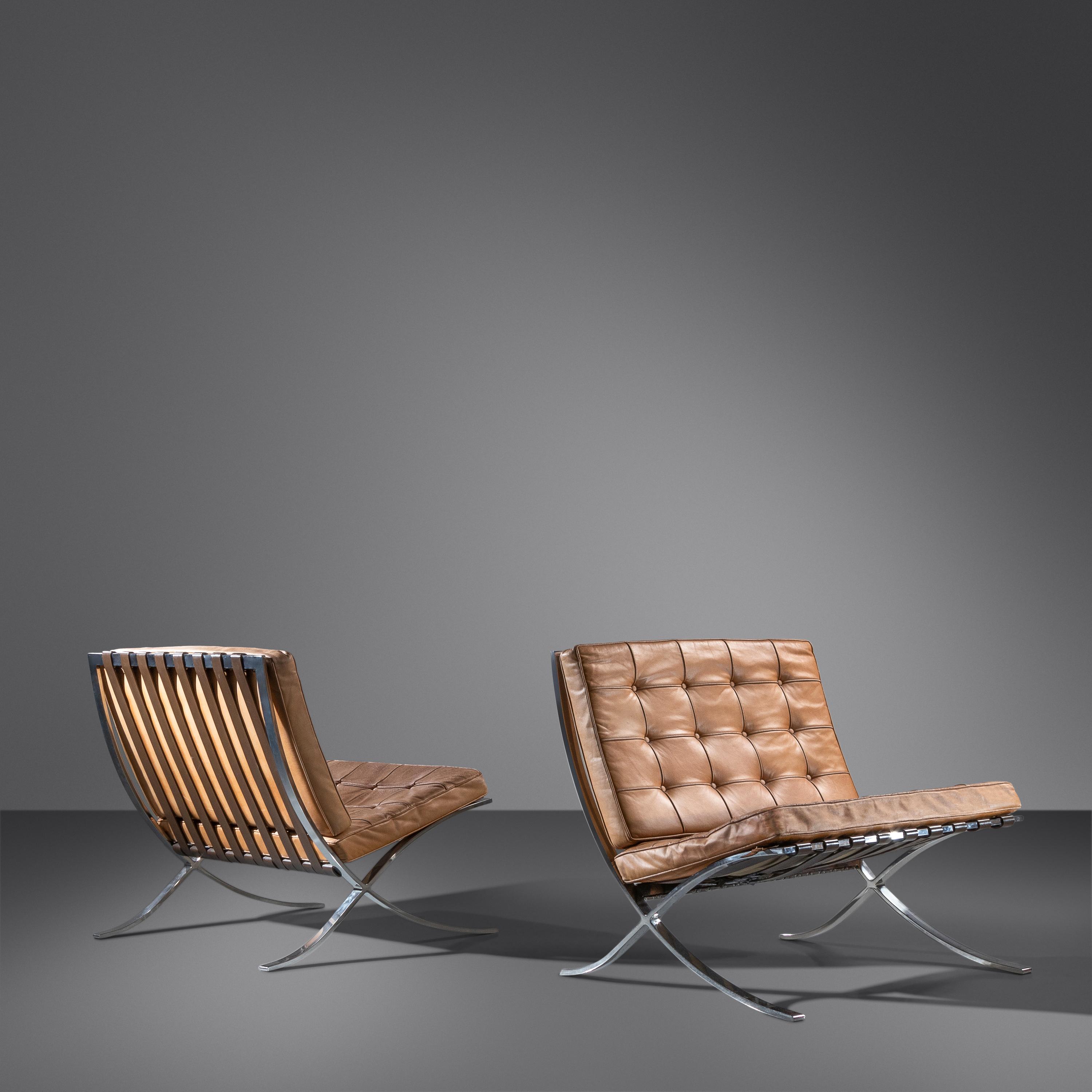 Pair of Barcelona Lounge Chairs Knoll International, USA