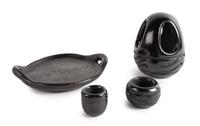 Four Pueblo Blackware Pottery Vessels Height of largest 5 1/4 inches