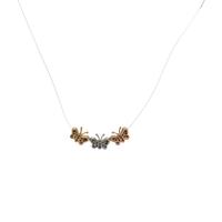 Two Diamond and Tricolor Gold Pendant Necklaces