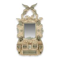 Painted Tramp Art wall box and mirror inscribed, "Remember Me" and dated, "1912"