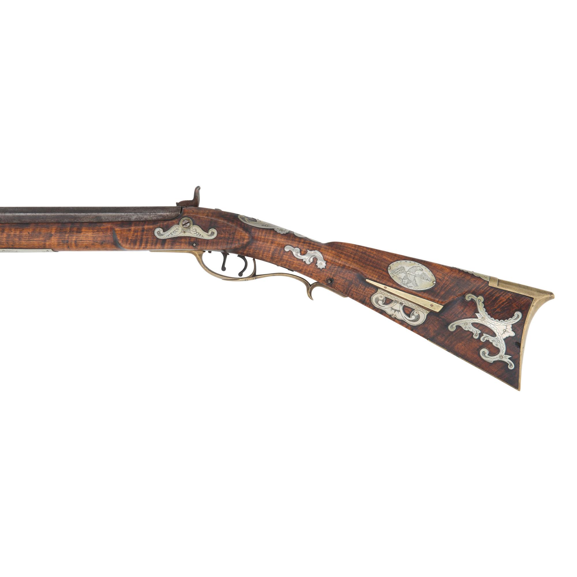 Attractive German Silver Mounted Full Stock Percussion Altered Kentucky Rifle Signed "Armstrong"