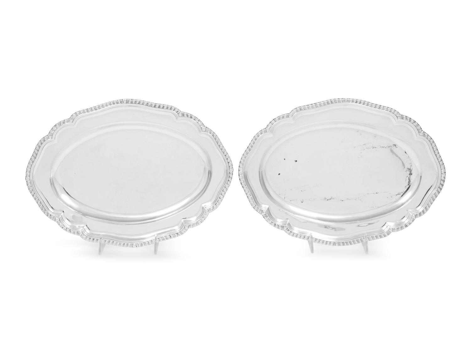 A Pair of George III Silver Meat Platters