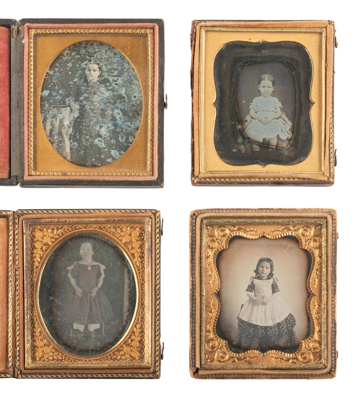 [EARLY PHOTOGRAPHY]. 15 sixth plate daguerreotypes of young girls.