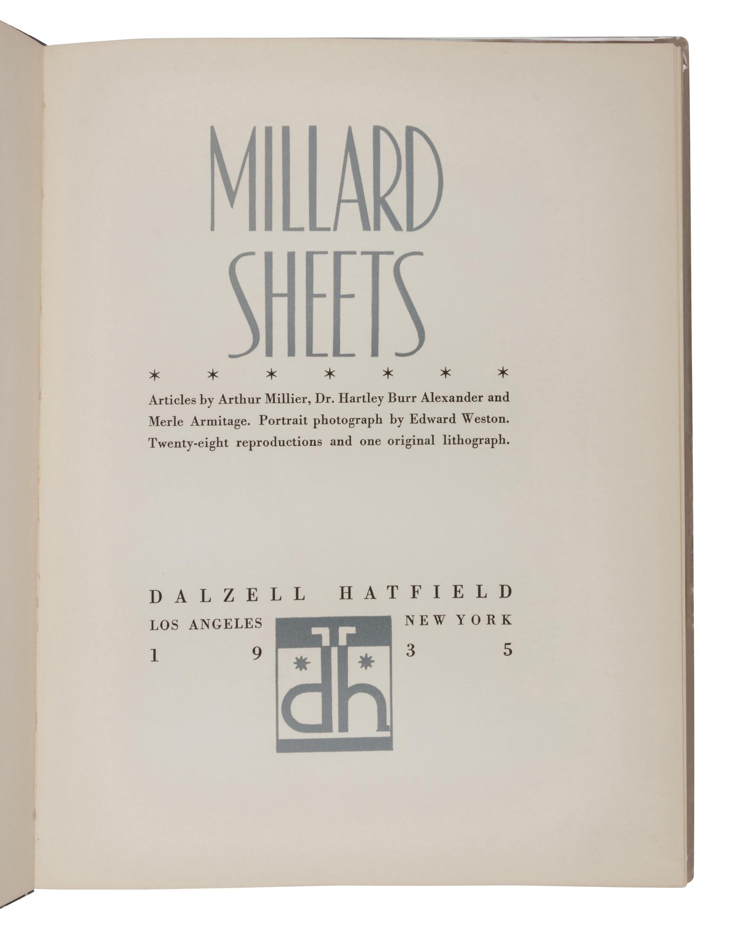 SHEETS, Millard (1907-1989). Millard Sheets . Los Angeles and New York: Dalzell Hatfield, 1935.