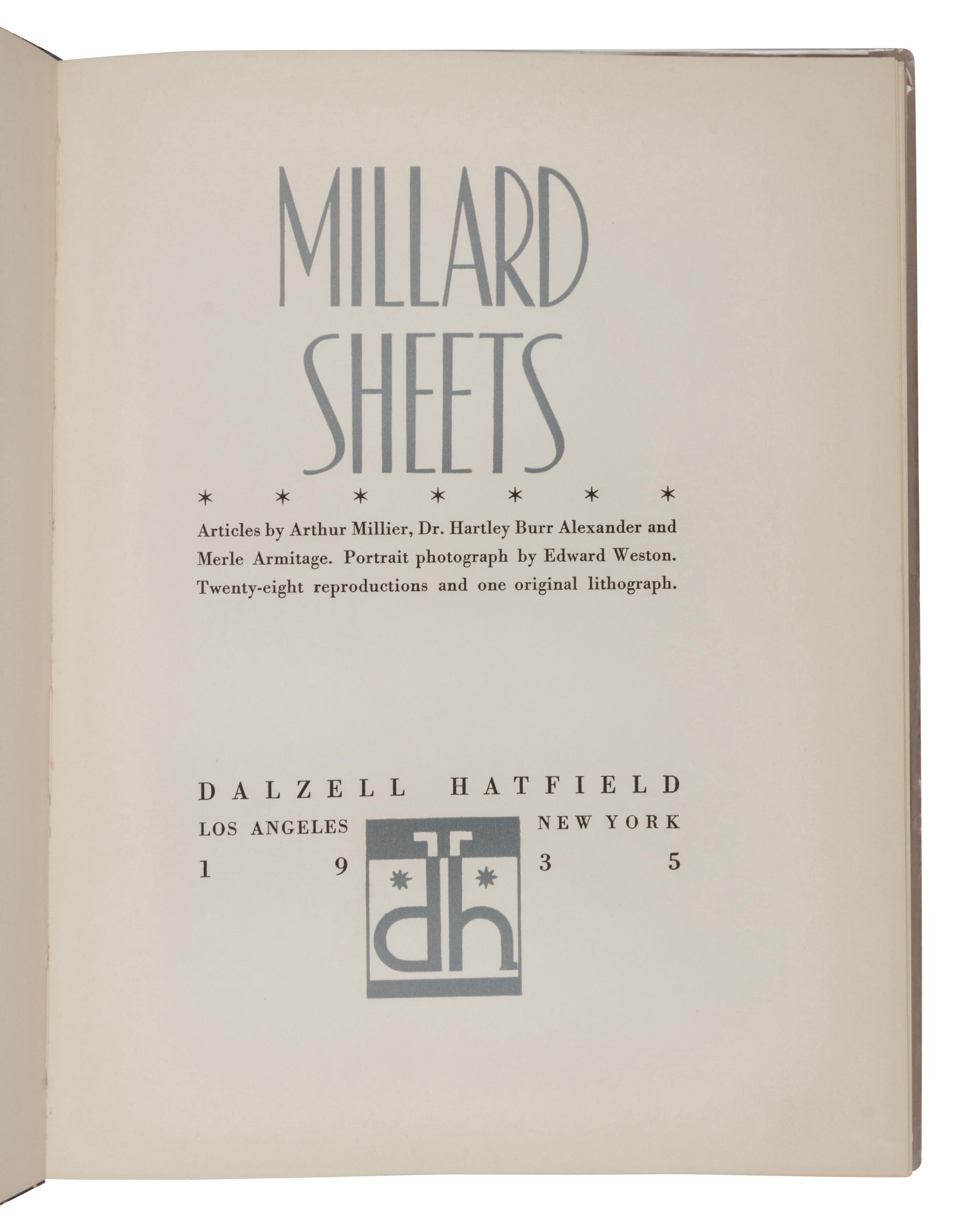 SHEETS, Millard (1907-1989). Millard Sheets . Los Angeles and New York: Dalzell Hatfield, 1935.