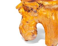 Set of three wooden stump stools