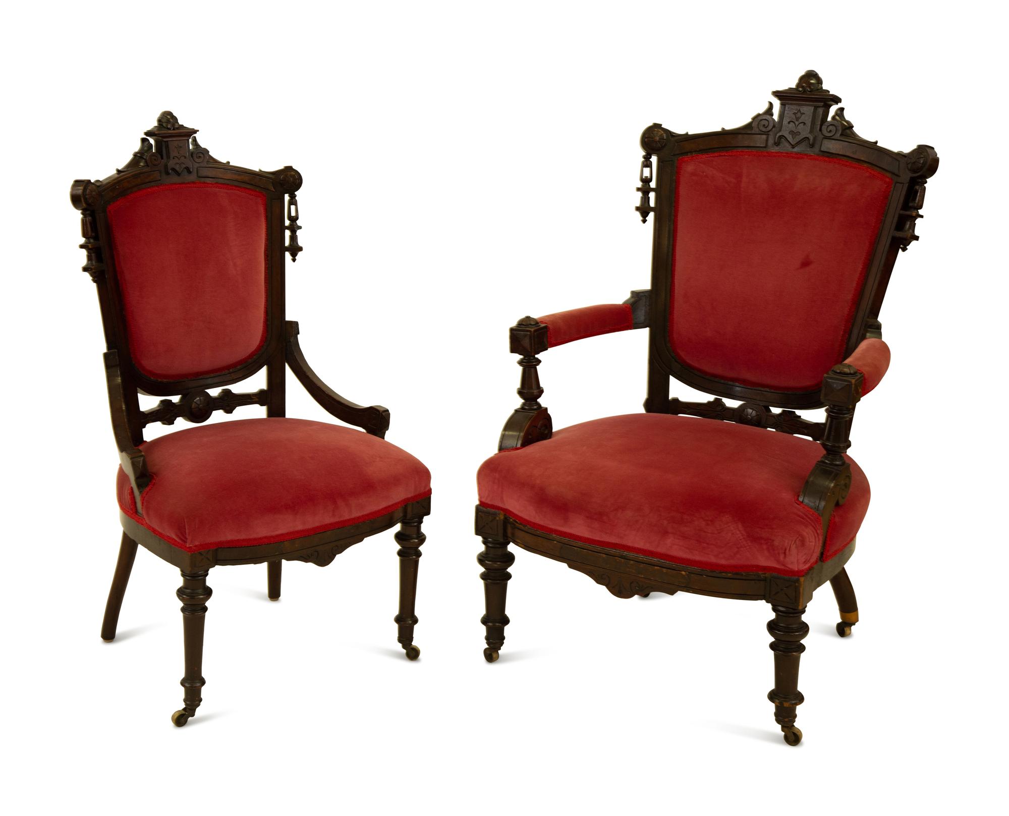 Two Gothic Revival Mahogany Armchairs