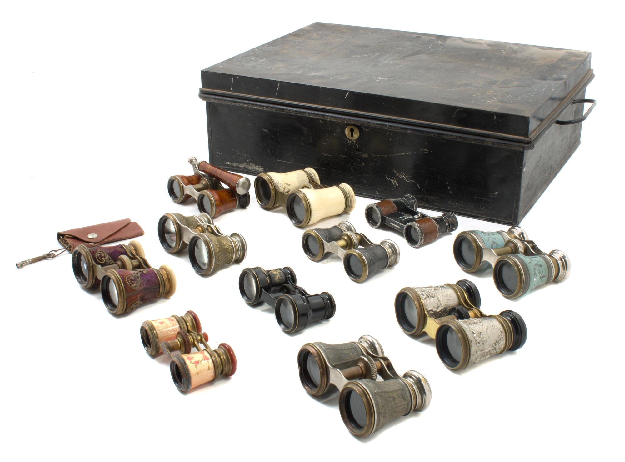 A Collection of Eleven Opera Glasses Width of widest 4 1/4 inches. — 19TH CENTURY and LATER
