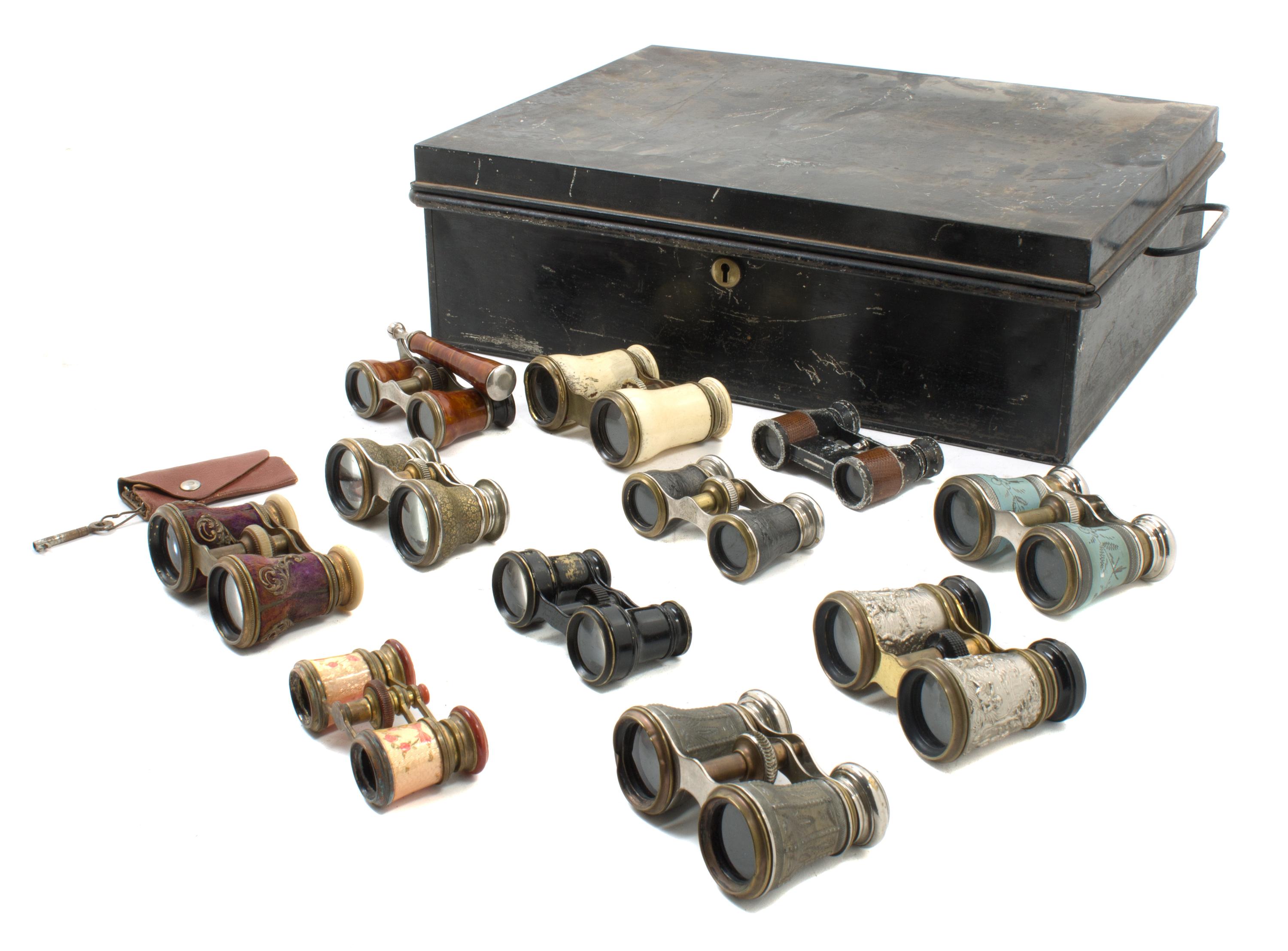 A Collection of Eleven Opera Glasses Width of widest 4 1/4 inches. — 19TH CENTURY and LATER