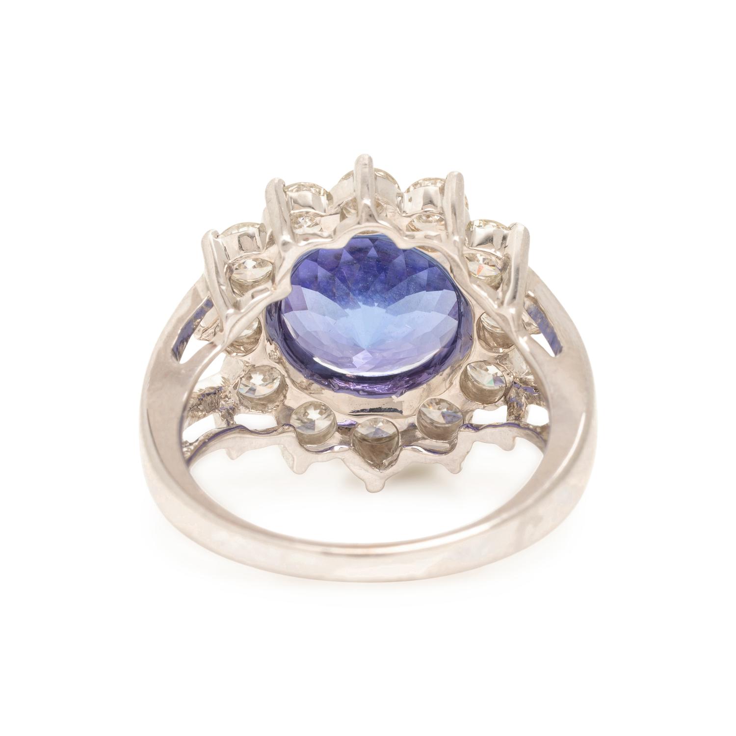 Tanzanite, Diamond, and White Gold Ring