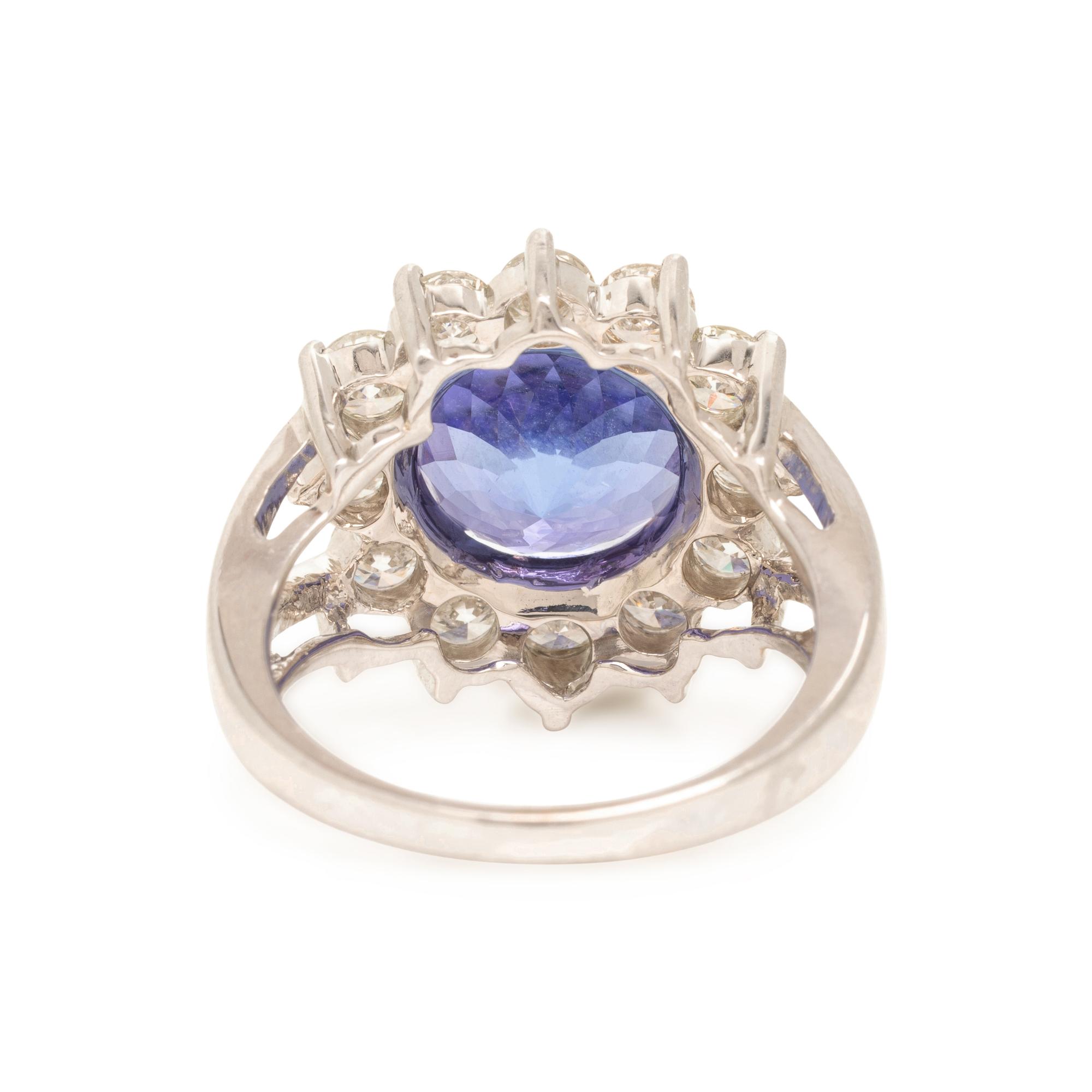 Tanzanite, Diamond, and White Gold Ring