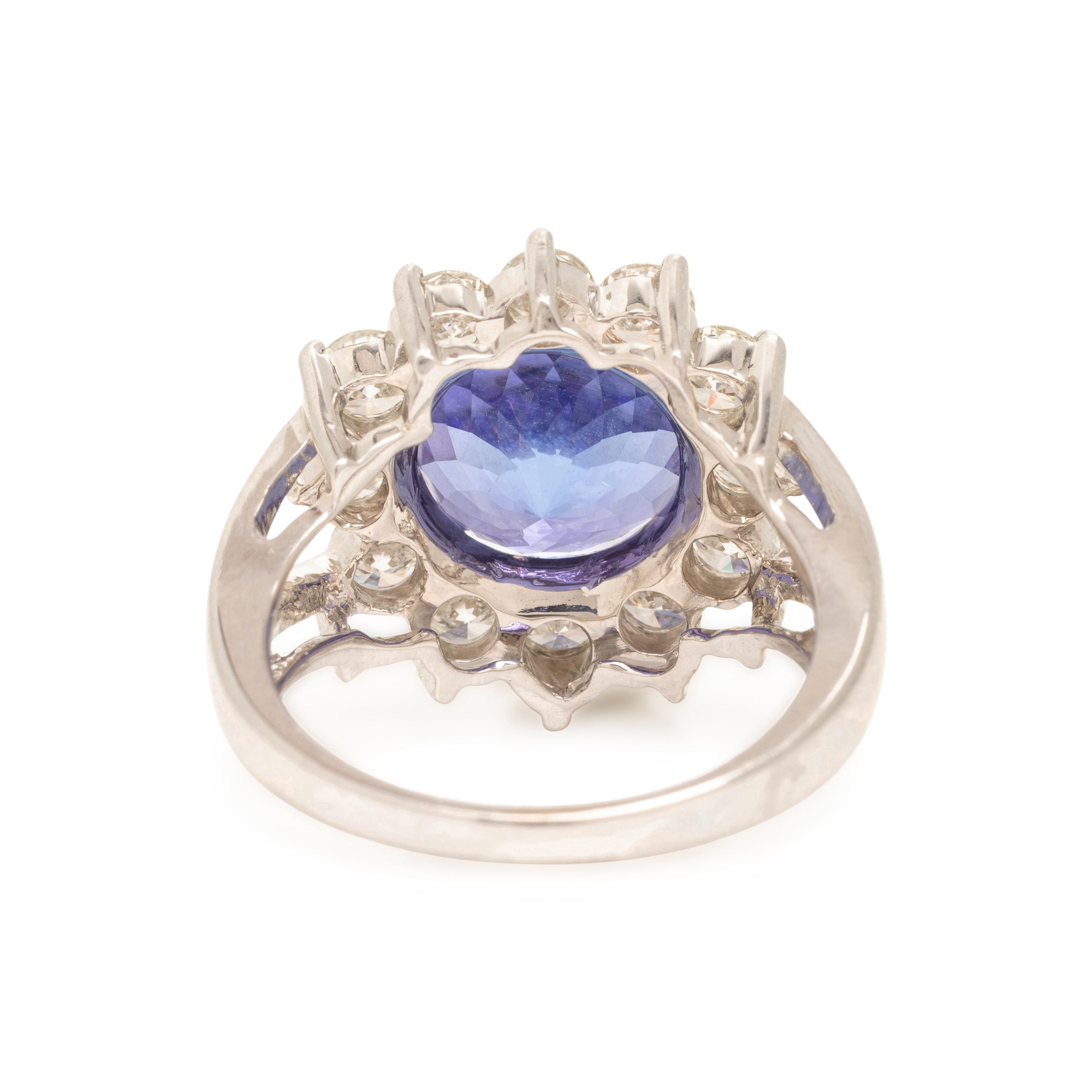 Tanzanite, Diamond, and White Gold Ring