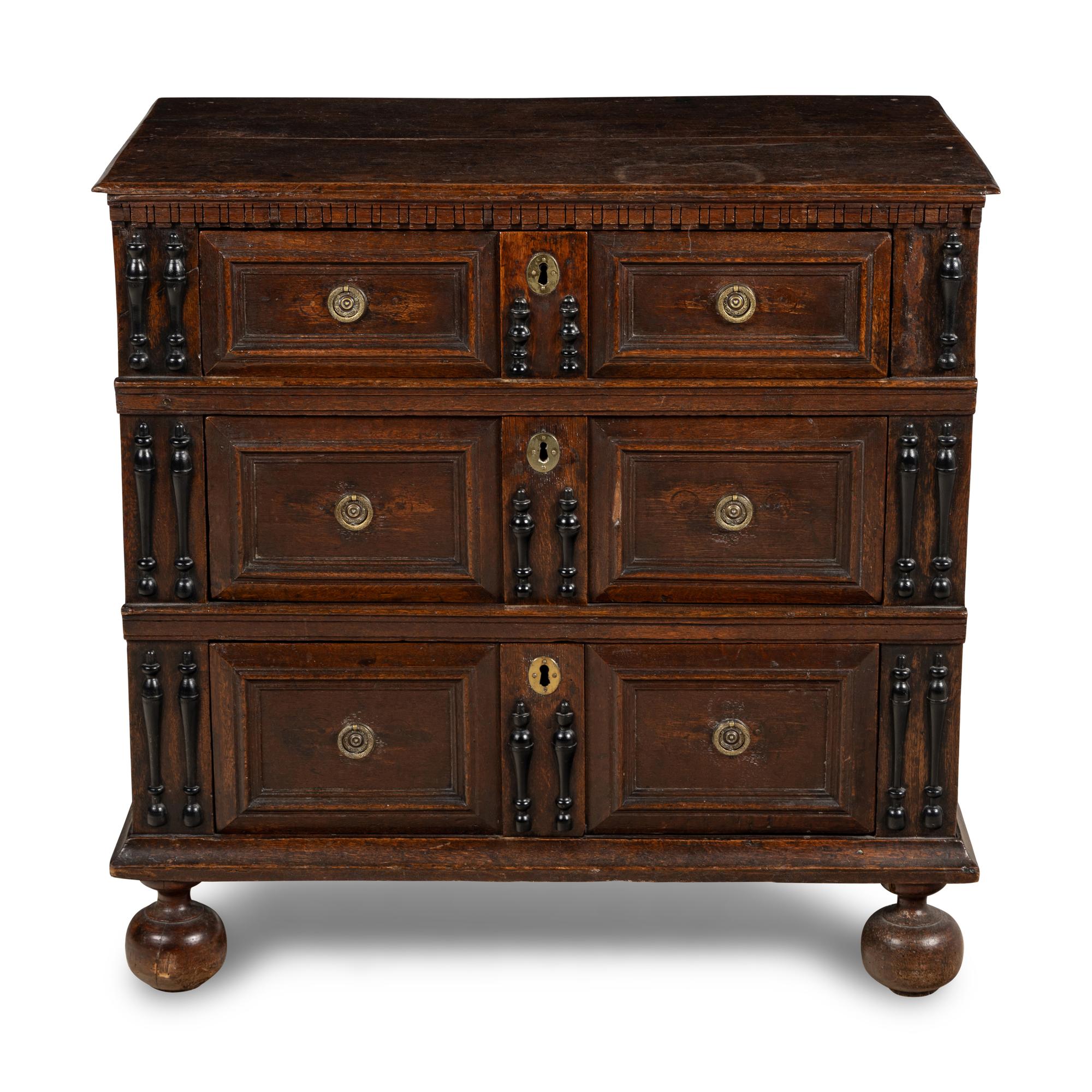 A Charles II Oak Chest of Drawers