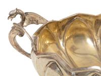 A Continental Silver Plate Bowl with Dragon-Form Handles