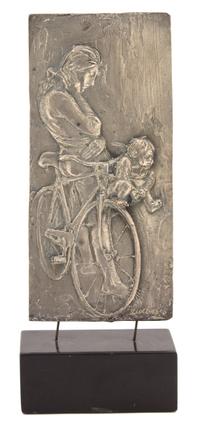 Bruno Lucchesi, (American, b. 1926), Woman and Child on Bicycle