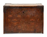 A Spanish Iron Mounted Walnut Marquetry Vargueno/Traveling Desk