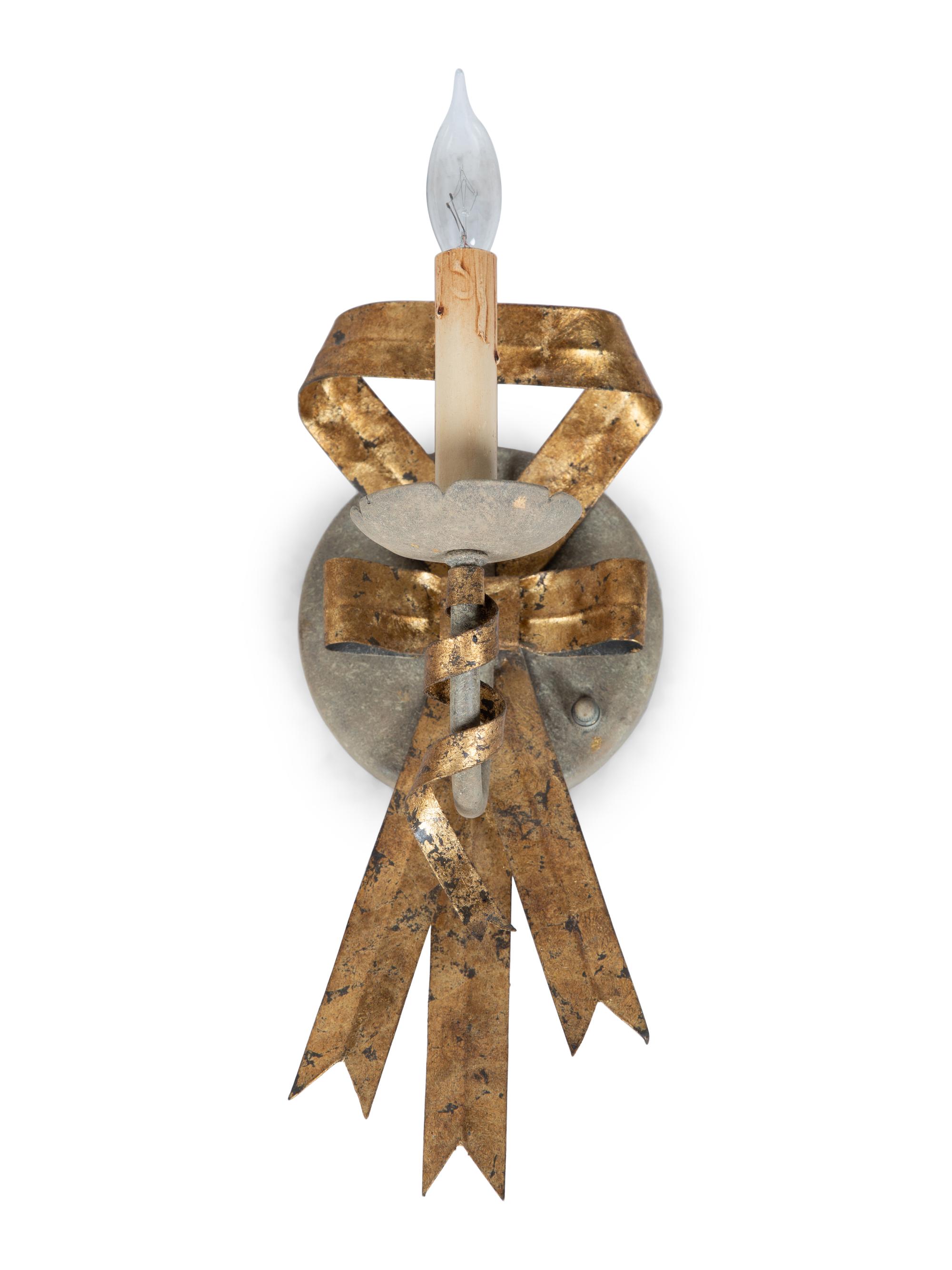 A Pair of Gilt Metal Two-Light Wall Sconces and Four Matching Single-light Sconces — 20TH CENTURY