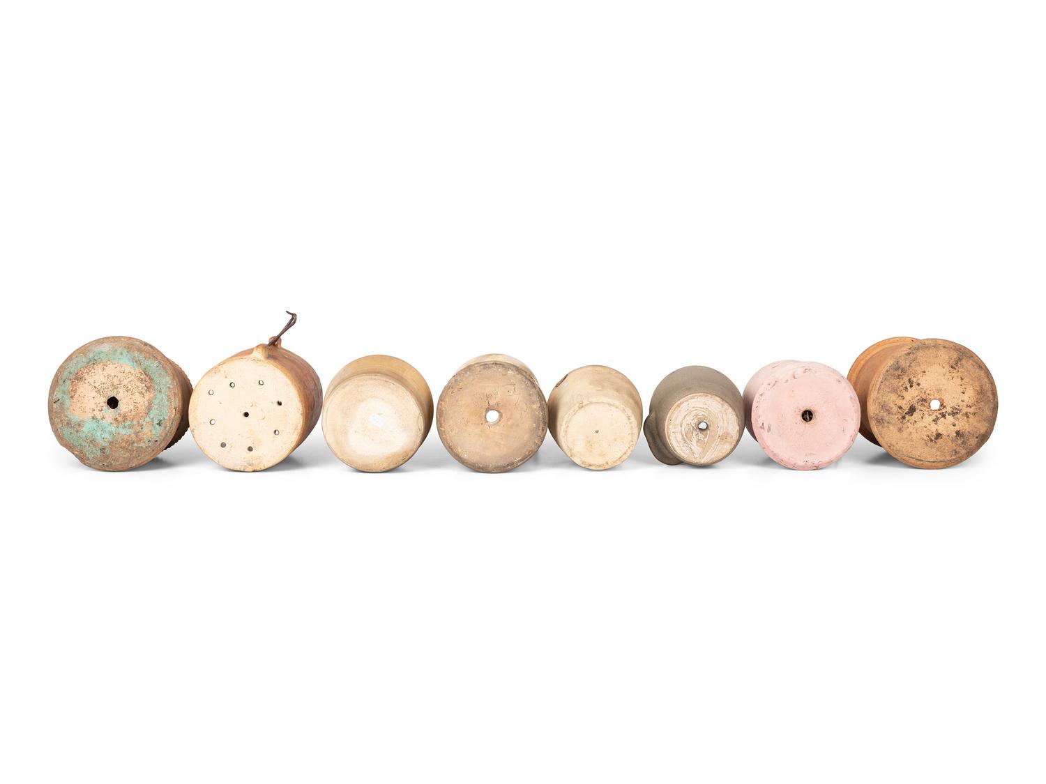 Eight Redware and Stoneware Birdhouses