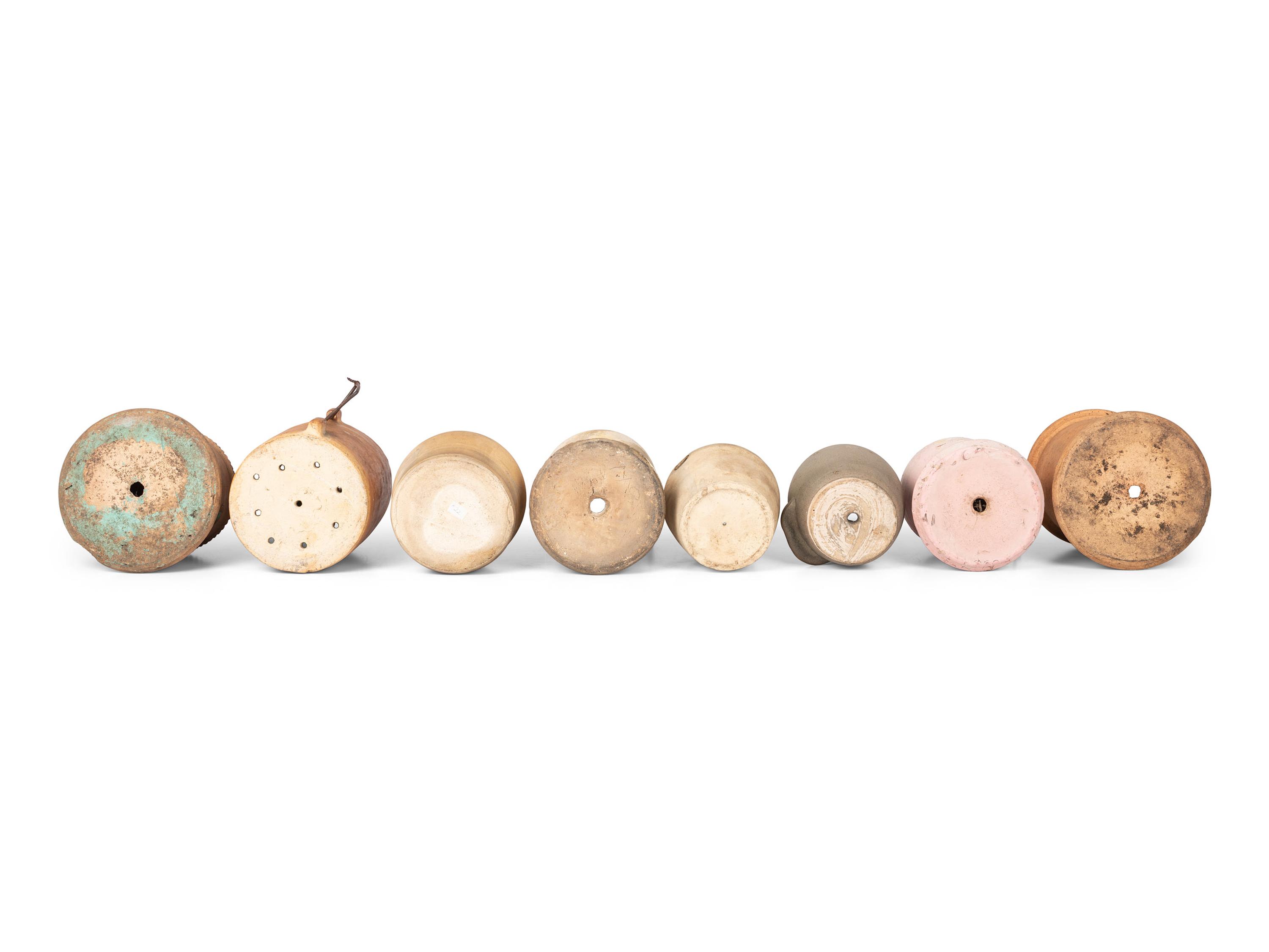 Eight Redware and Stoneware Birdhouses