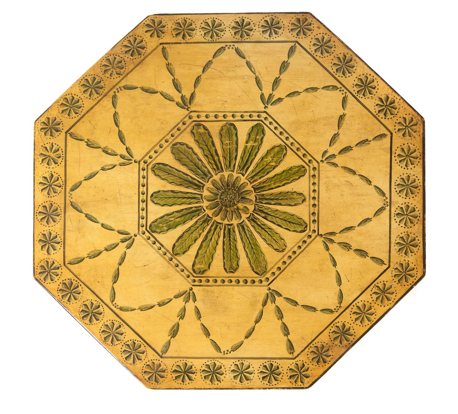 A Pair of George III Cream and Green-Painted Octagonal Tables