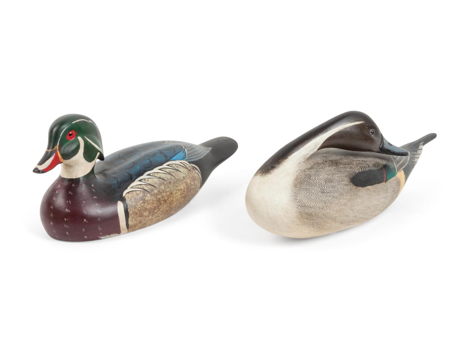 Five Carved and Polychrome Painted Duck Decoys