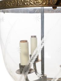 A Brass and Etched Glass Hall Lantern
