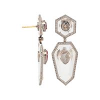 ROCK CRYSTAL, RUBY AND DIAMOND EARRINGS