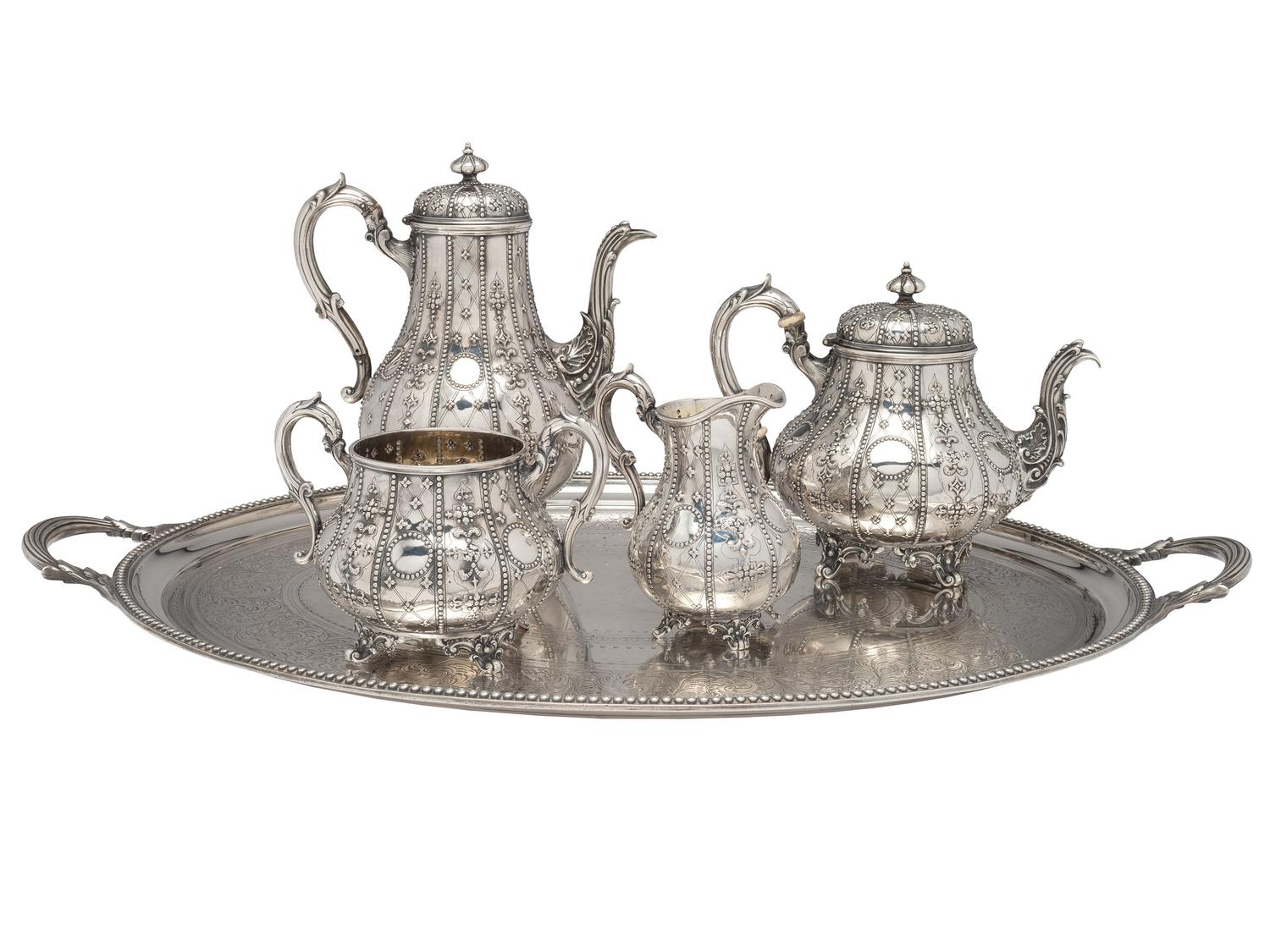 A Victorian Silver Four-Piece Tea and Coffee Service