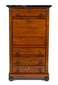 An Empire Fruitwood Secretaire a Abattant Height 57 3/4 x width 32 1/2 x depth 15 3/4 inches. — 19TH CENTURY