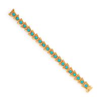 YELLOW GOLD AND TURQUOISE BRACELET