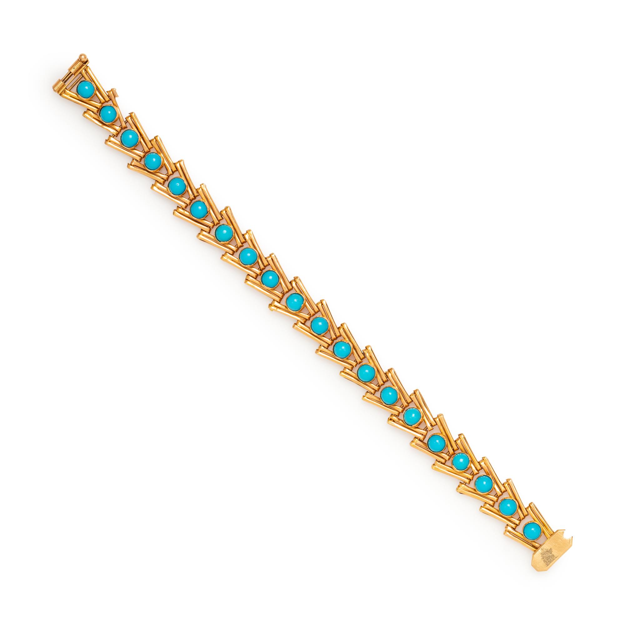 YELLOW GOLD AND TURQUOISE BRACELET
