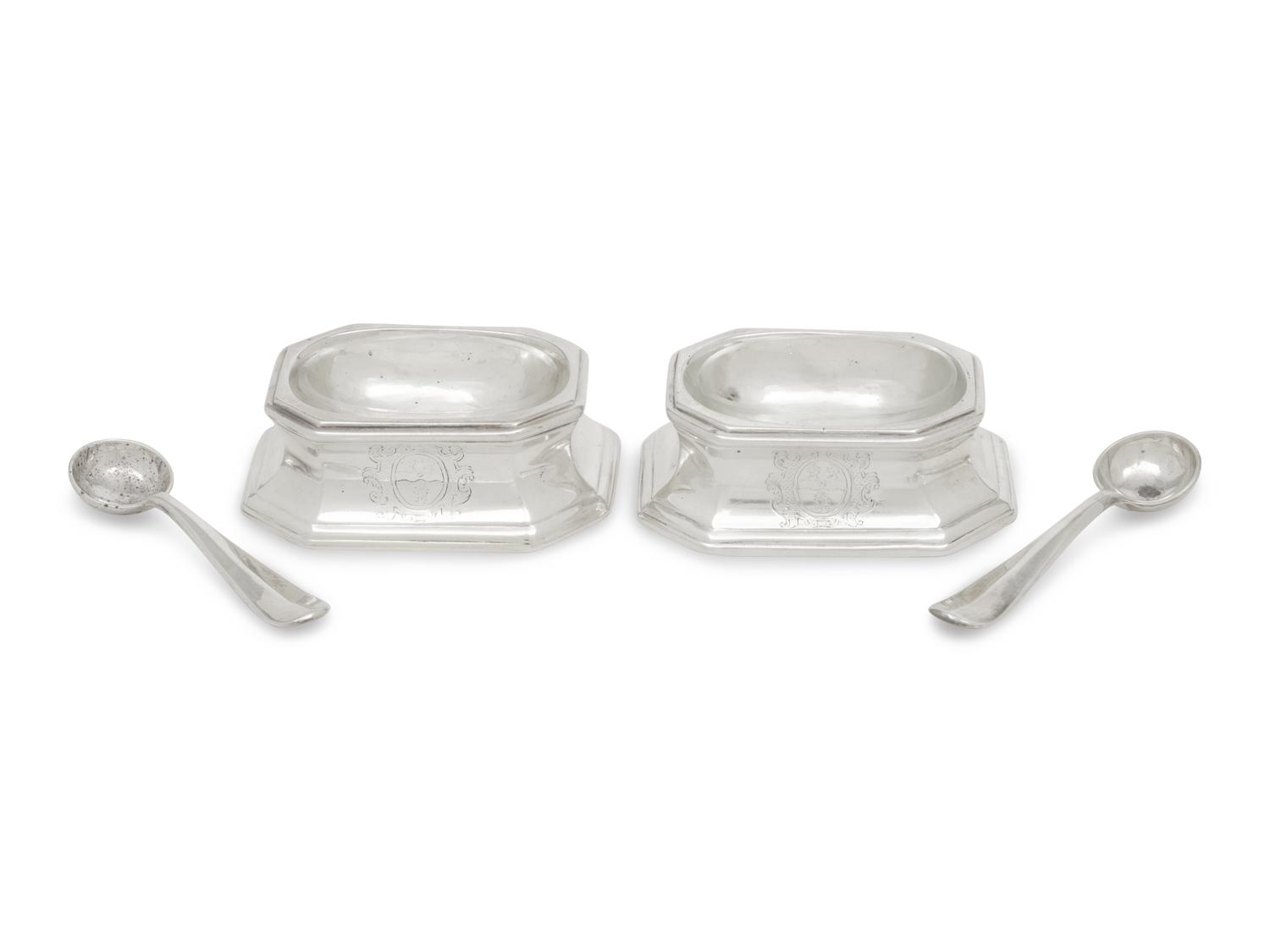A Pair of Queen Anne Britannia Silver Trencher Salts
