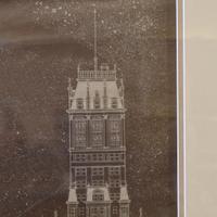 A Framed Hand-Rendered Architectural Drawing Signed A. Riedl 24" W x 1" D x 33.5" H — United States, Circa 1925