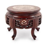 A Chinese Carved and Mother-of-Pearl Inset Plant Stand