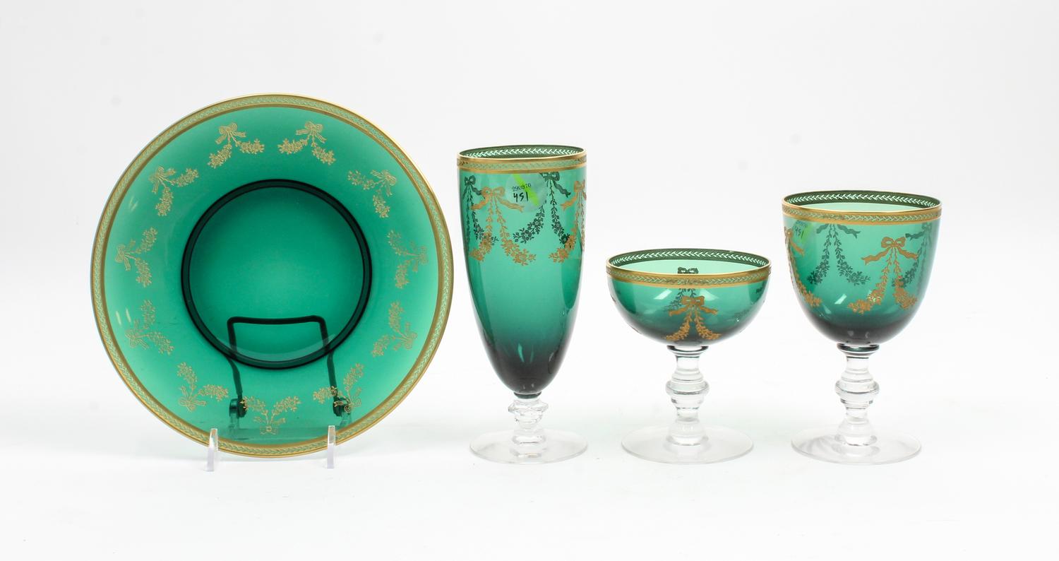 A Set of Glass Tableware Diameter of plates 8 inches. — 20TH CENTURY