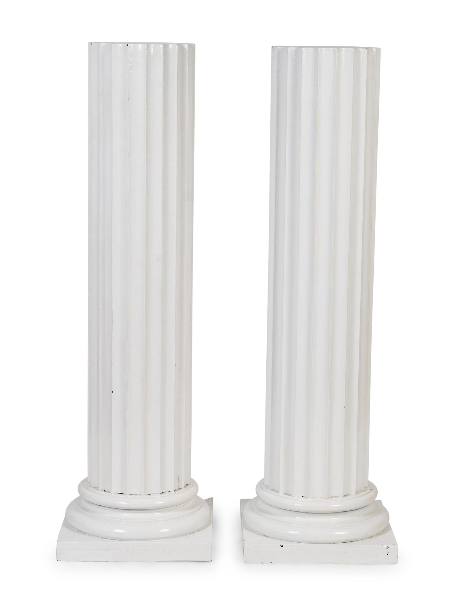 A Pair of Painted Wood Columnar Pedestals — EARLY 20TH CENTURY