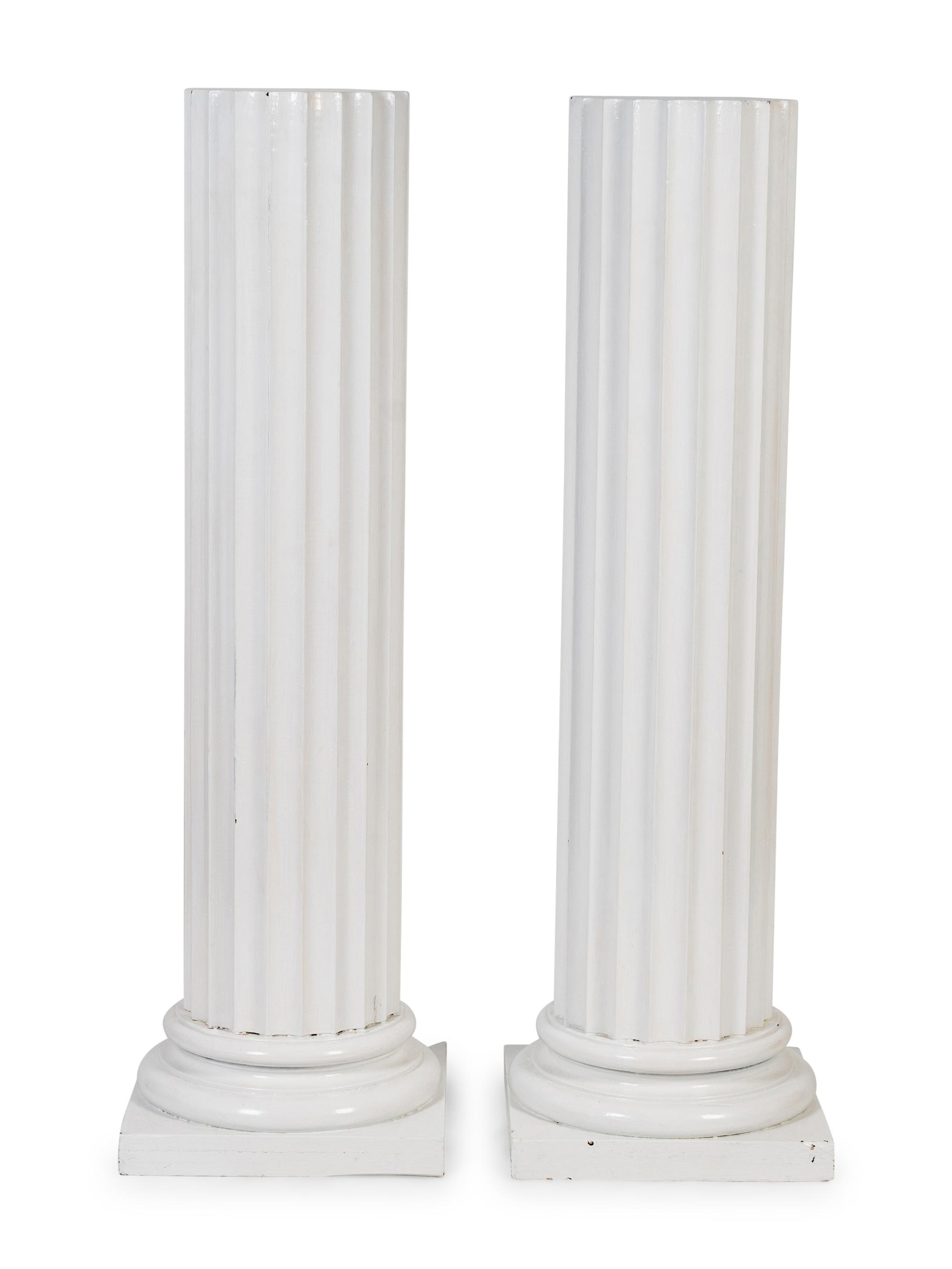 A Pair of Painted Wood Columnar Pedestals — EARLY 20TH CENTURY